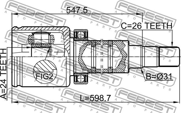 Febest 2711-V70RH - Шарнірний комплект, ШРУС, приводний вал autocars.com.ua