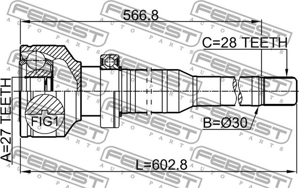 Febest 2711-XC60RH - Шарнирный комплект, ШРУС, приводной вал autodnr.net