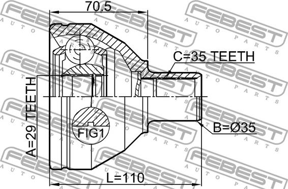 Febest 2711-XC90LH - Шарнирный комплект, ШРУС, приводной вал autodnr.net