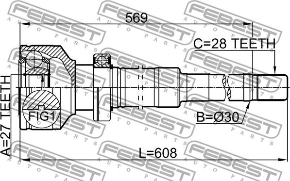 Febest 2711-XC90RH - Шарнирный комплект, ШРУС, приводной вал avtokuzovplus.com.ua