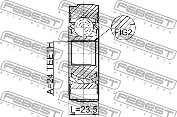 Febest 2711-XC90SHA - Шарнір, поздовжній вал autocars.com.ua