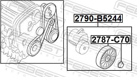 Febest 2790-B5244 - Натягувач ременя, клинові зуб. autocars.com.ua