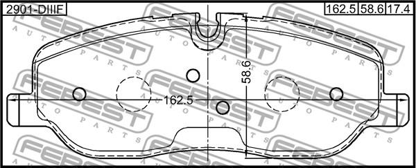 Febest 2901-DIIIF - Тормозные колодки, дисковые, комплект avtokuzovplus.com.ua