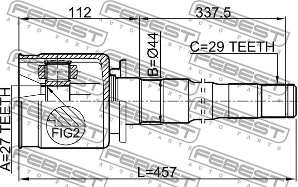 Febest 2911-DIIIFRH - Шарнірний комплект, ШРУС, приводний вал autocars.com.ua