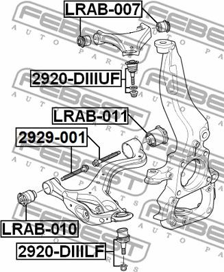 Febest LRAB-007 - Сайлентблок, рычаг подвески колеса avtokuzovplus.com.ua