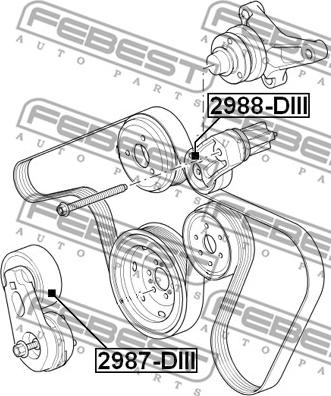 Febest 2988-DIII - Паразитний / провідний ролик, поліклиновий ремінь autocars.com.ua