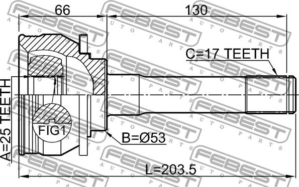 Febest 3010-001 - Шарнірний комплект, ШРУС, приводний вал autocars.com.ua