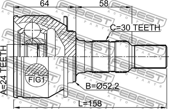 Febest 3210-SRXLF1 - Шарнірний комплект, ШРУС, приводний вал autocars.com.ua