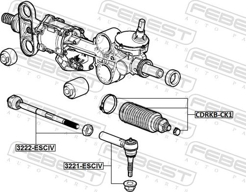 Febest 3221-ESCIV - Наконечник рульової тяги, кульовий шарнір autocars.com.ua