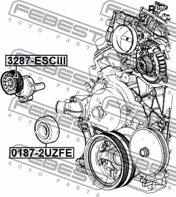 Febest 3287-ESCIII - Паразитний / провідний ролик, поліклиновий ремінь autocars.com.ua