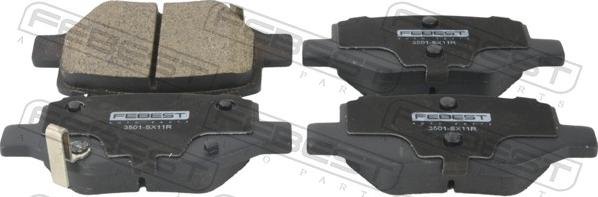 Febest 3501-SX11R - Гальмівні колодки, дискові гальма autocars.com.ua