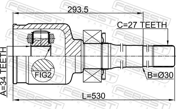 Febest 3511-NL34WDRH - Шарнірний комплект, ШРУС, приводний вал autocars.com.ua