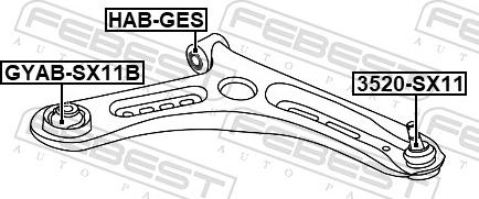 Febest GYAB-SX11B - Сайлентблок, рычаг подвески колеса avtokuzovplus.com.ua