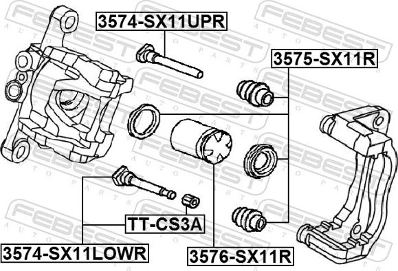 Febest 3574-SX11LOWR - Направляющий болт, корпус скобы тормоза avtokuzovplus.com.ua