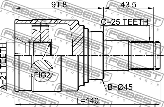 Febest 6511-001 - Шарнірний комплект, ШРУС, приводний вал autocars.com.ua