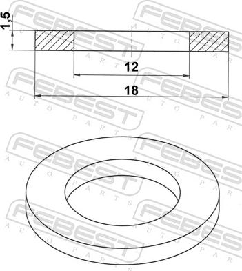 Febest 88430-121815A - Уплотнительное кольцо, резьбовая пробка маслосливного отверстия avtokuzovplus.com.ua