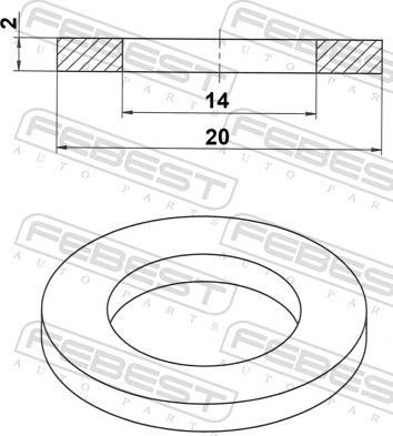 Febest 88430-142020F - Кільце ущільнювача, нарізна пробка мастилозливного  отвору autocars.com.ua