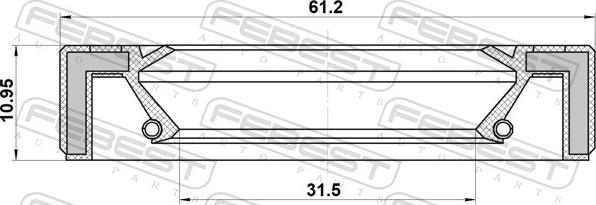 Febest 95GAS-32611113X - Кільце ущільнювача валу, приводний вал autocars.com.ua