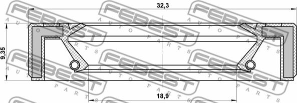 Febest 95GAY-20321010R - Кільце ущільнювача валу, насос гідропідсилювача autocars.com.ua