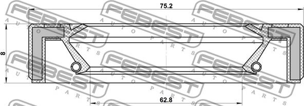 Febest 95GAY-64750808C - Кільце ущільнювача валу, приводний вал autocars.com.ua