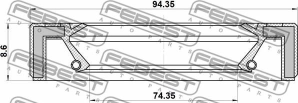 Febest 95GAY-76940909L - Уплотняющее кольцо, коленчатый вал avtokuzovplus.com.ua