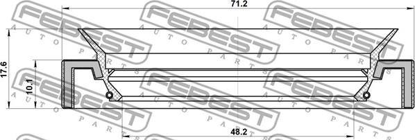 Febest 95HAY-50711017R - Кільце ущільнювача валу, приводний вал autocars.com.ua