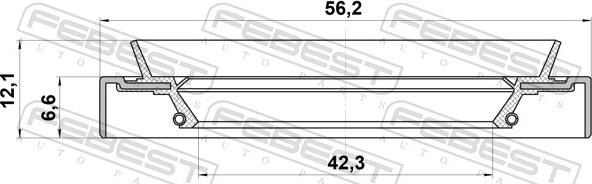 Febest 95HDS-44560712X - Кільце ущільнювача валу, приводний вал autocars.com.ua