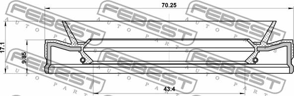 Febest 95HES-45701017R - Сальник 43.4x70.25x9.85x17.1 FEBEST autocars.com.ua