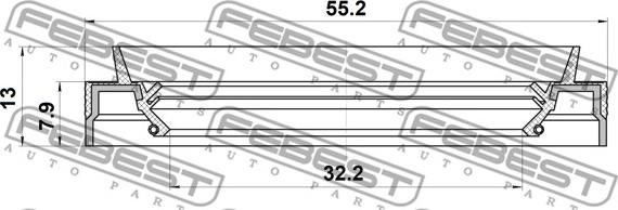 Febest 95JEY-34550813R - Кільце ущільнювача валу, приводний вал autocars.com.ua