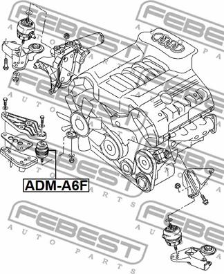 Febest ADM-A6F - Подушка, опора, подвеска двигателя avtokuzovplus.com.ua