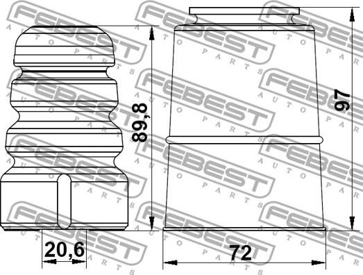 Febest ADSHB-A6IVF-KIT - Пилозахисний комплект, амортизатор autocars.com.ua