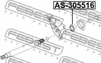 Febest AS-305516 - Підвісний підшипник піввісі Opel Astra H-J 05-15 30x55x16.5 autocars.com.ua