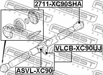 Febest ASVL-XC90 - Шарнір, поздовжній вал autocars.com.ua