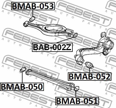 Febest BAB-002Z - Сайлентблок, рычаг подвески колеса avtokuzovplus.com.ua