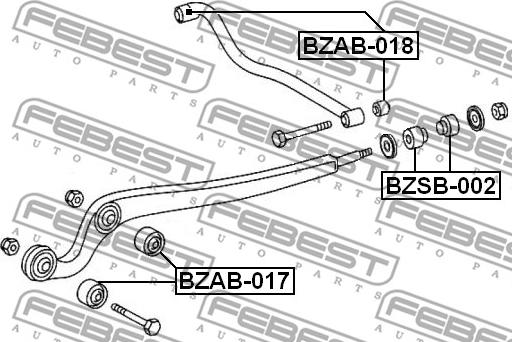 Febest BZAB-017 - Сайлентблок, важеля підвіски колеса autocars.com.ua