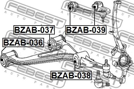 Febest BZAB-038 - сайлентблок нижнього переднього важеля autocars.com.ua