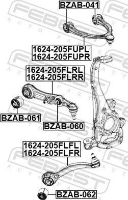 Febest BZAB-060 - Сайлентблок, важеля підвіски колеса autocars.com.ua