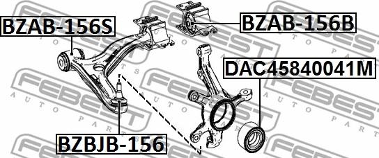 Febest BZAB-156S - Ремкомплект, поперечний важіль підвіски autocars.com.ua