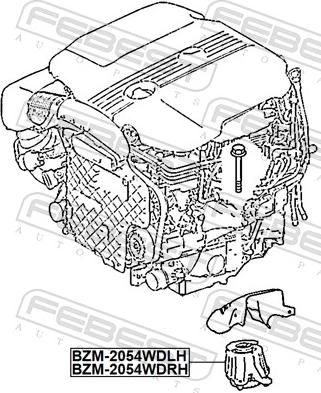 Febest BZM-2054WDLH - Подушка, підвіска двигуна autocars.com.ua