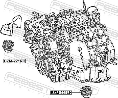 Febest BZM-221RH - Подушка, опора, подвеска двигателя avtokuzovplus.com.ua