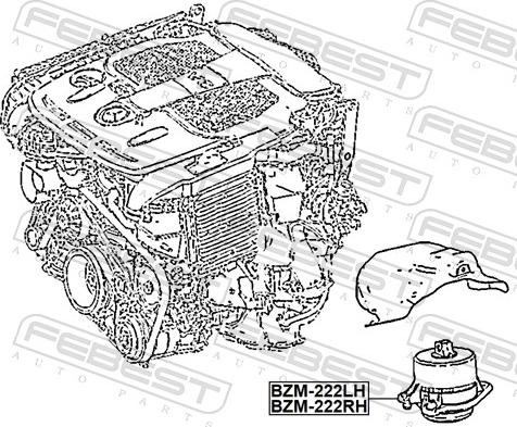 Febest BZM-222LH - Подушка, підвіска двигуна autocars.com.ua