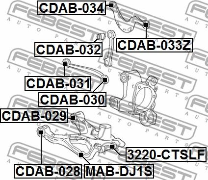 Febest CDAB-028 - Сайлентблок, важеля підвіски колеса autocars.com.ua