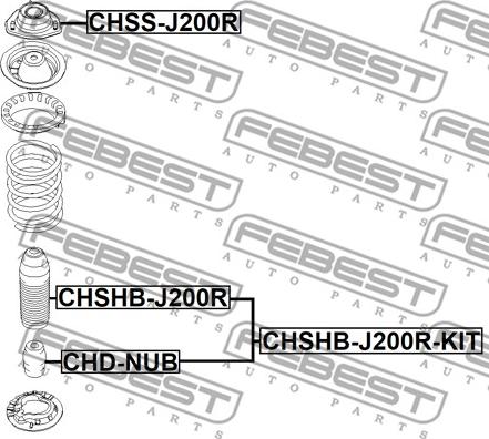 Febest CHSHB-J200R-KIT - Пилозахисний комплект, амортизатор autocars.com.ua