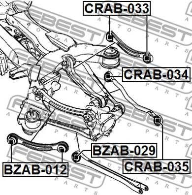 Febest CRAB-034 - Сайлентблок, рычаг подвески колеса autodnr.net