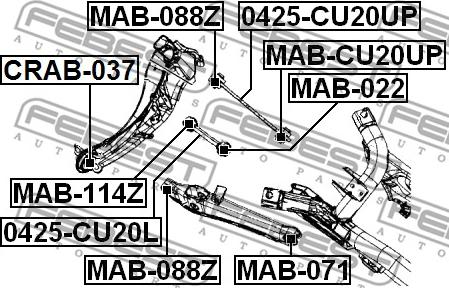 Febest CRAB-037 - Сайлентблок, рычаг подвески колеса avtokuzovplus.com.ua