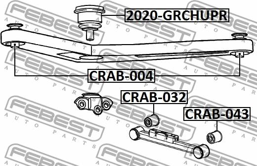 Febest CRAB-043 - Сайлентблок, рычаг подвески колеса avtokuzovplus.com.ua