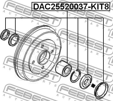 Febest DAC25520037-KIT8 - Комплект подшипника ступицы колеса avtokuzovplus.com.ua