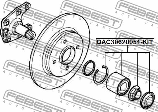 Febest DAC30620051-KIT - Комплект підшипника маточини колеса autocars.com.ua