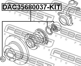 Febest DAC35680037-KIT - Комплект підшипника маточини колеса autocars.com.ua