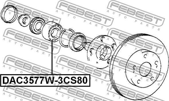 Febest DAC3577W-3CS80 - Підшипник ступиці колеса autocars.com.ua